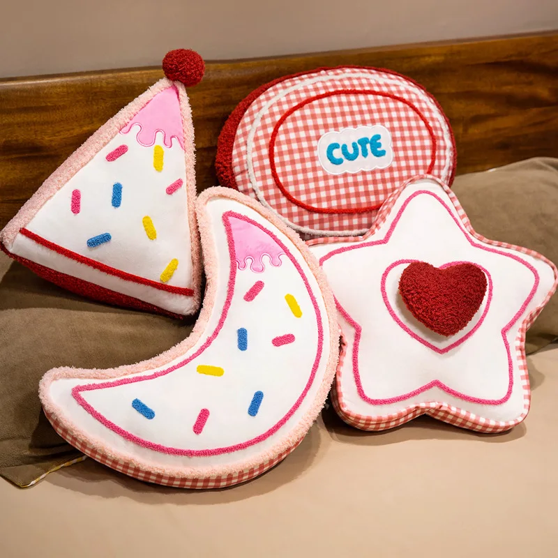 Cartoon Cute Biscuit Plush Toys Kawaii Stuffed Food Cake Pentagram Plushies Throw Pillow Cushion Soft Kids Toys Gifts Home Decor