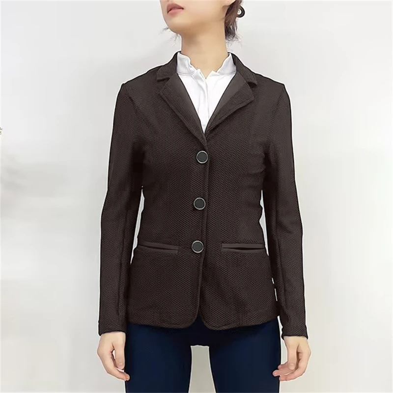 MXLLINA Breathable Equestrian Jacket Women Mesh Hole Horse Rider Show Jackets Competition 4 Way Stretch Horseback Riding Clothes