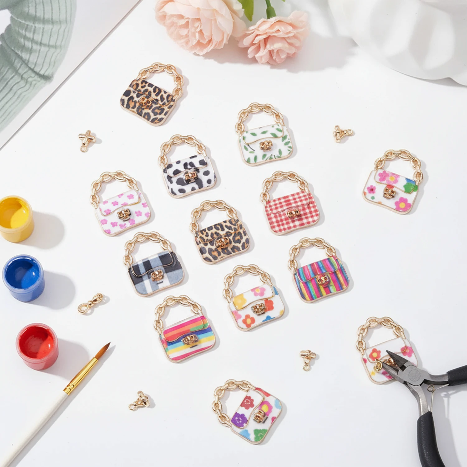 5/10pcs 20x16mm Colorful Enamel Handbag Charms Pendants For DIY Necklace Bracelet Earring Jewellery Making Keychain Accessories