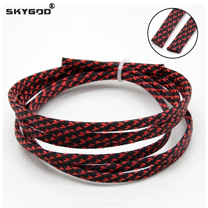 1~50m Black-Red PET Braid Sleeves 2/4/6/8/10/12/14/16/20/25/30/40/50mm High Density Insulated Snake Skin Cable Wrap Sheath