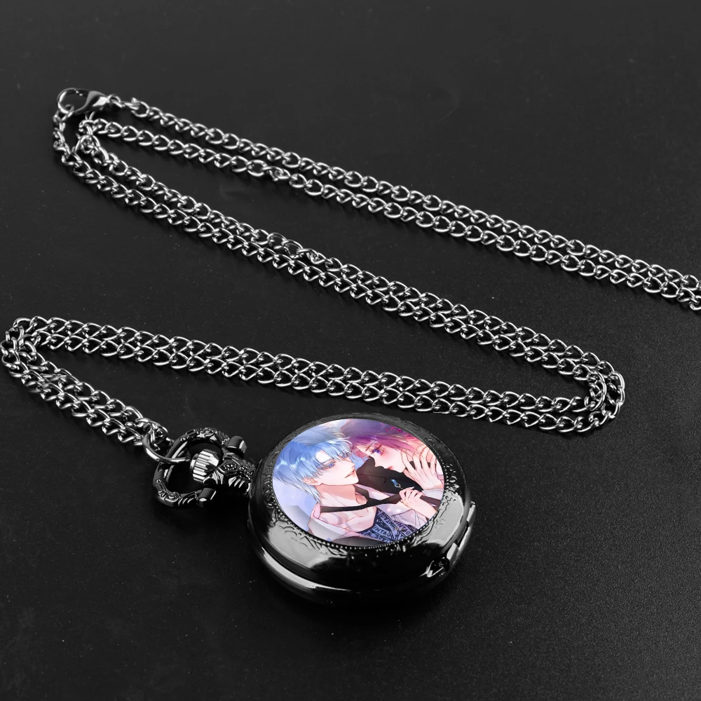 Exquisite Anime The Fox's Trap Glass Dome Quartz Pocket Watch Necklace Pendant Gifts For Women Man with Fob Chain