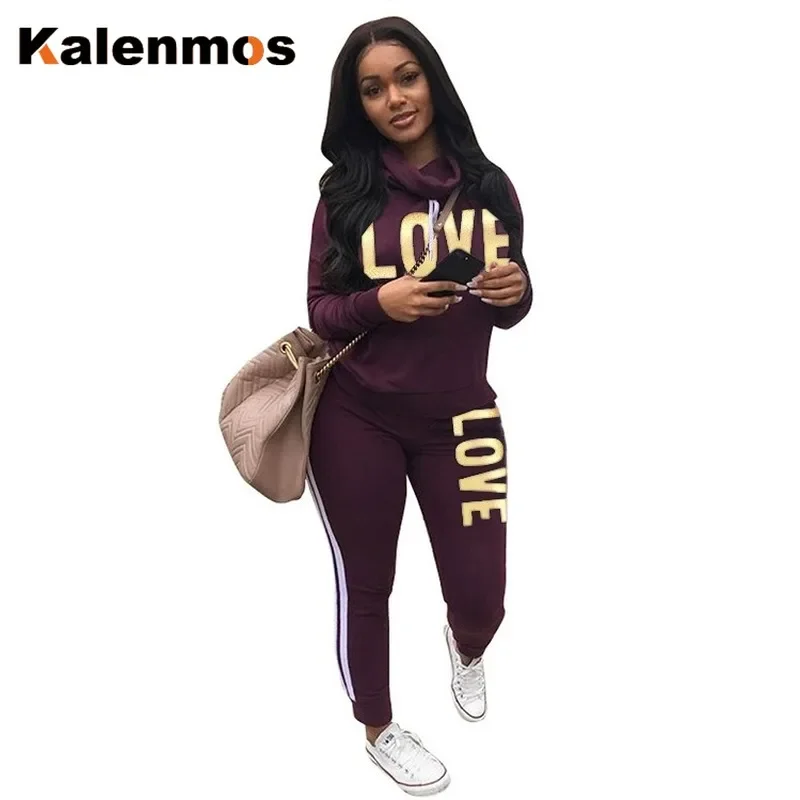 Two Piece Set Top and Pants Women Pant Sets Hoddies Tracksuit Suit Letter Long Sleeve 2024 Spring Sport Sets Female Sweatshirt