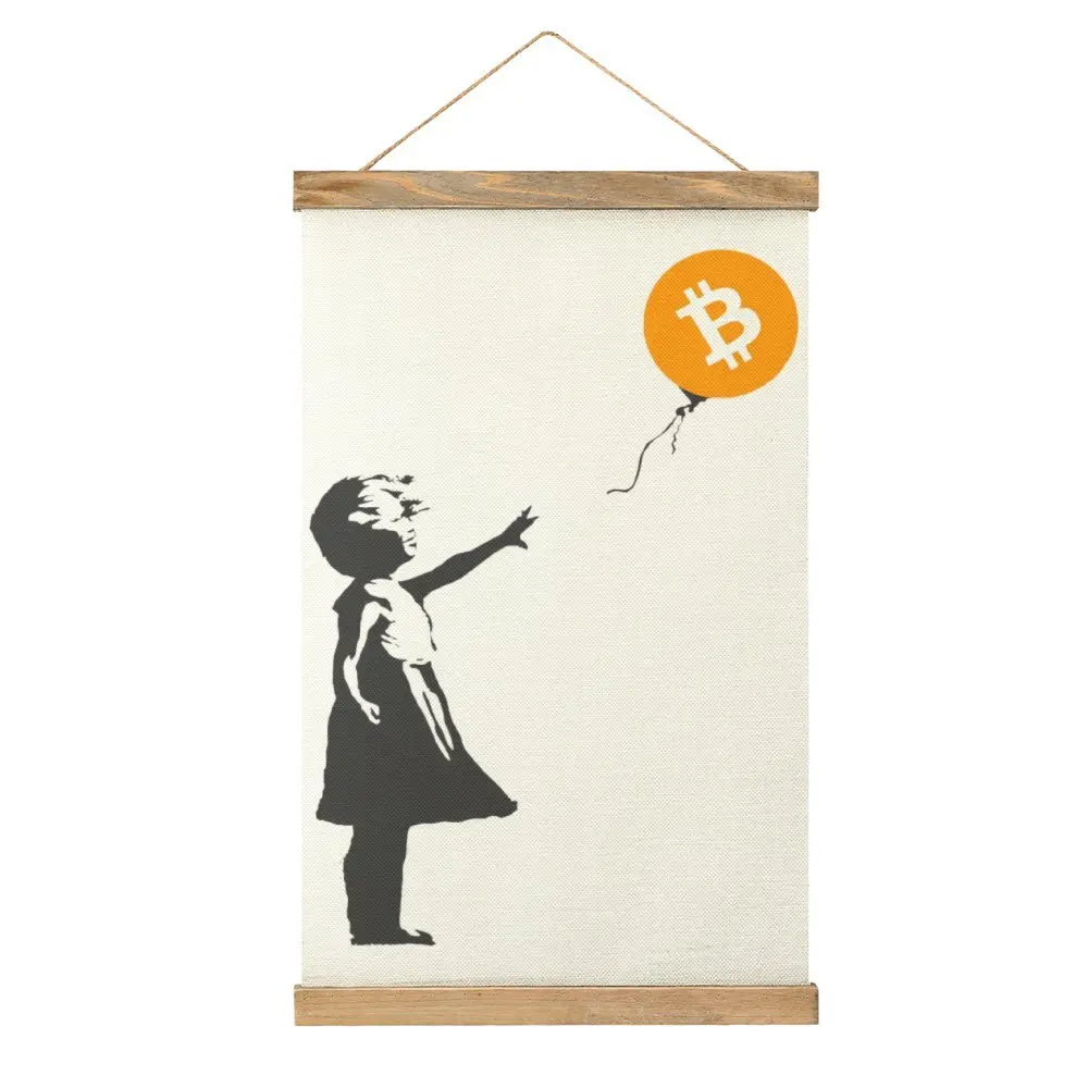 

Graphic Cool HODL Bitcoin (BTC) Balloon Girl Cryptocurrency S Canvas Hanging Picture Picture Hanging Humor Graphic Office Pict