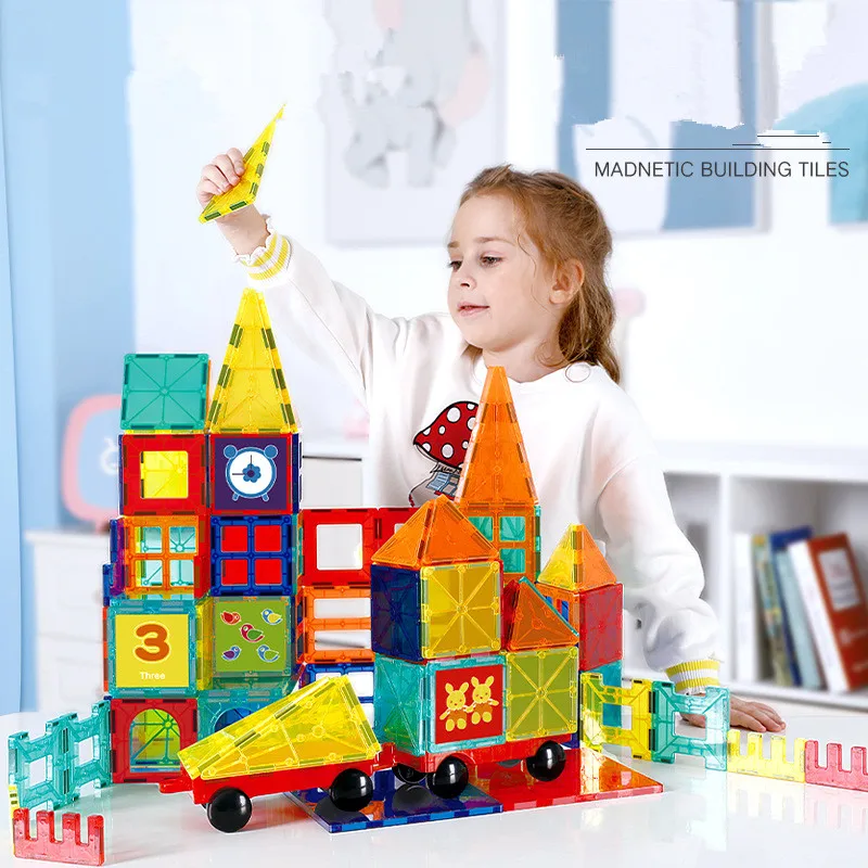 [Funny] 108pcs/set Colored window magnetic piece building block set toy children's early education toys baby best birthday gift