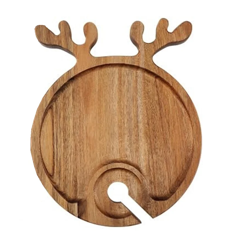 

AT84-деревянный поддон, рождественский поднос для приготовления стейка, уличный поднос для пикника, бокалы для вина и держатели для вина, поднос для фруктового стейка, тарелка