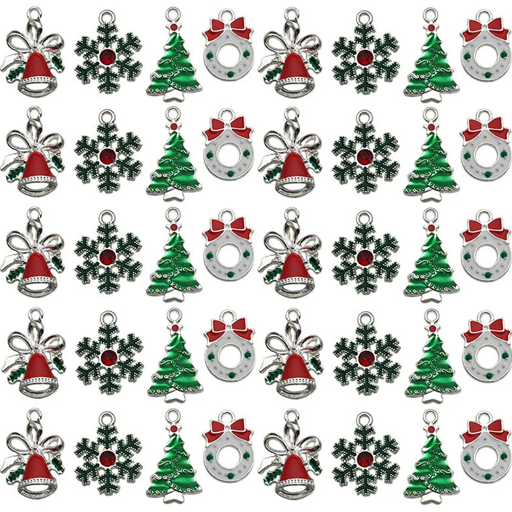 28 قطعة شجرة عيد الميلاد ندفة الثلج سحر سبيكة قلادة عدة ل عقد دي اي واي سوار القرط المفاتيح عطلة المشاريع الحرفية #4