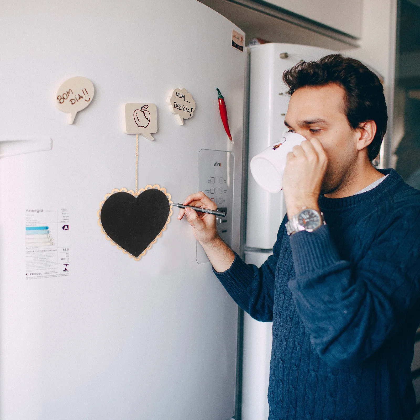 

Wood Color Heart Shaped Hanging Black Wooden Blackboard Mini Chalkboard Message Board Reminder Wall Sign Hanging Blackboard