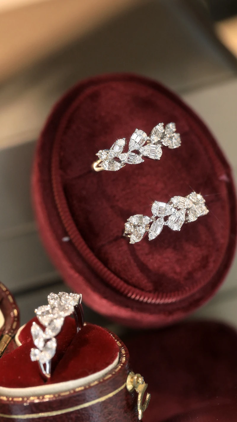 KUGG 100% 18K pierścionki z białego złota 0,45 karata prawdziwy naturalny diament pierścionek zaręczynowy elegancki błyszczący styl wysoka biżuteria imprezowa dla kobiet