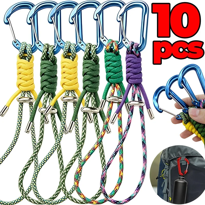 

Water Bottle Hanger with D Ring Carabiner Clip for Outdoor Hiking Camping EDC Quick Hook Tactical Umbrella Rope Keychain Set