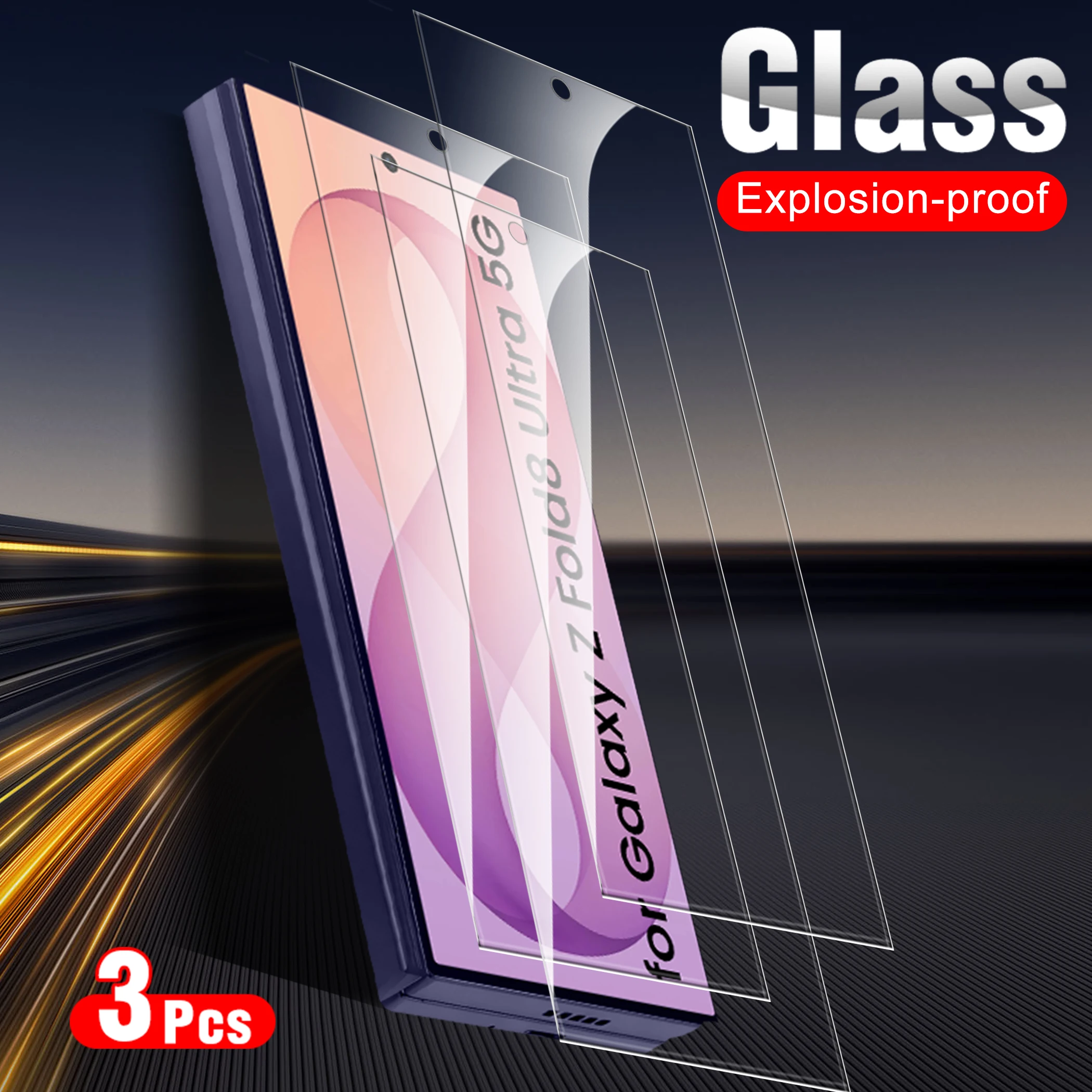 3Pcs 9H Clear Tempered Glass for Samsung Galaxy Z Fold8 Ultra Fold8Ultra 5G SM-F976B/DS 6.5" Phone Outer Screen Protectors Film