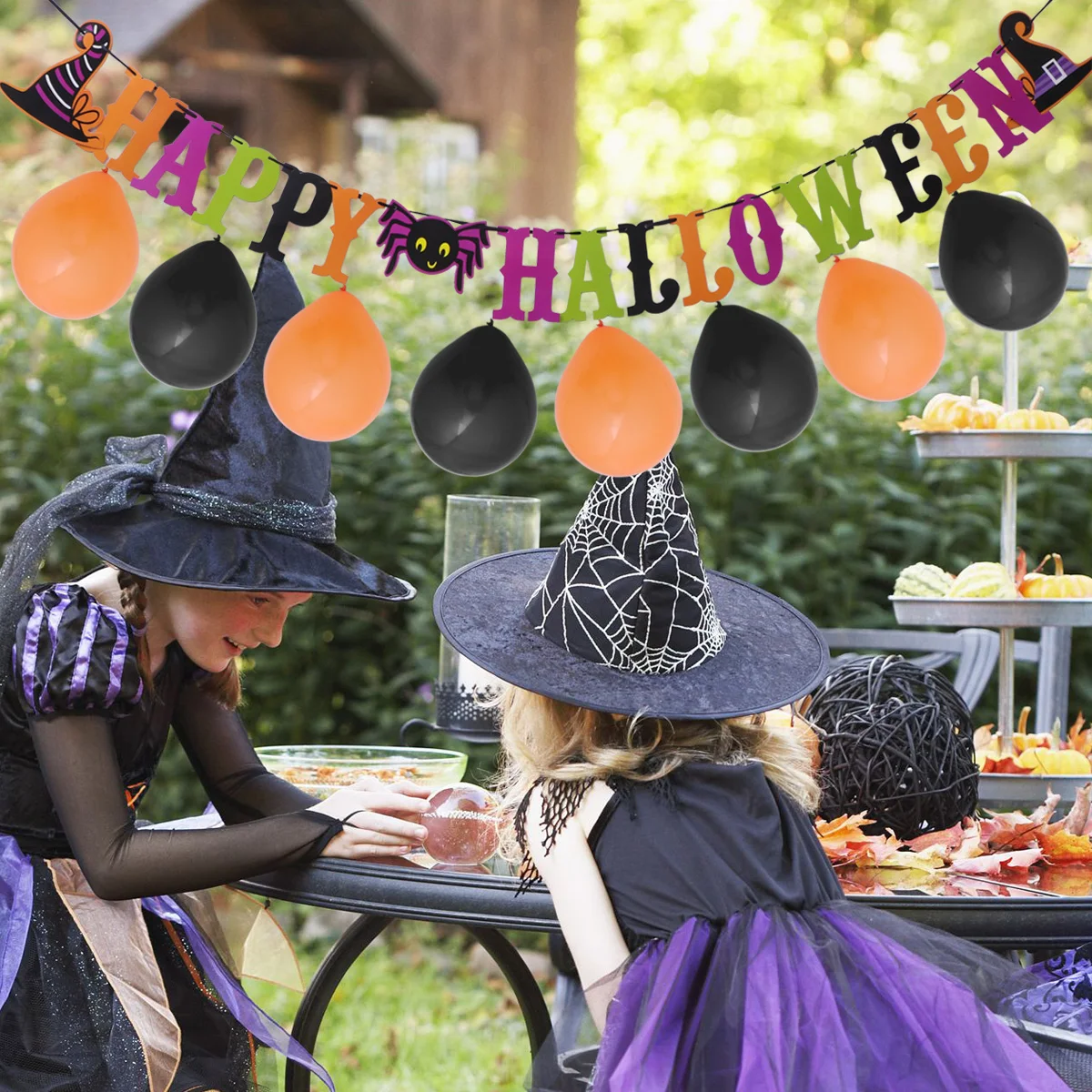 

Ghost Pulls The Flag Halloween Banner Happy Garland Party Supplies Hanging Paper