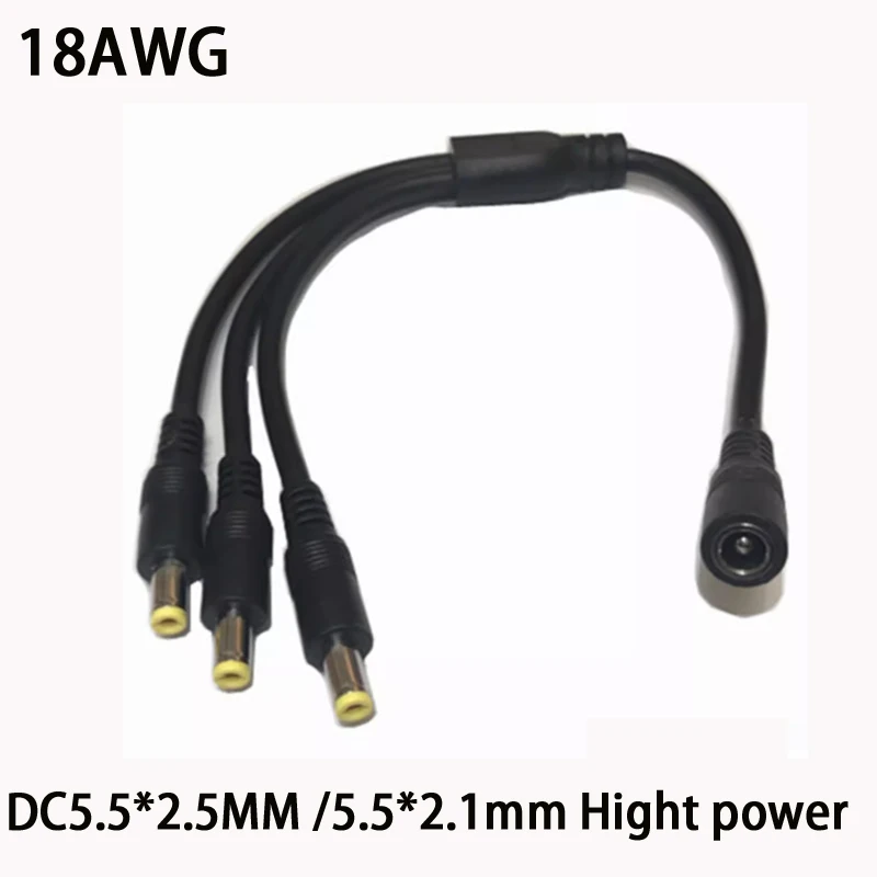 

DC5.5*2.5MM 5.5*2.1MM Power Cord 18AWG Splitter Cable Pure copper Y Splitter For CCTV Cameras DVR, LED Light Strip 10A