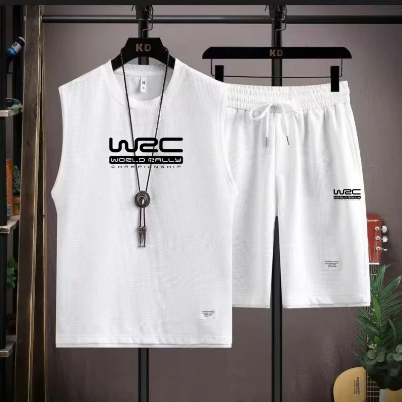 Marke neue World Rally Championship WRC Waffel Sommer Sets Casual T-Shirt + Shorts Set Männlichen Sport Anzug Einfarbig Trainingsanzug lose