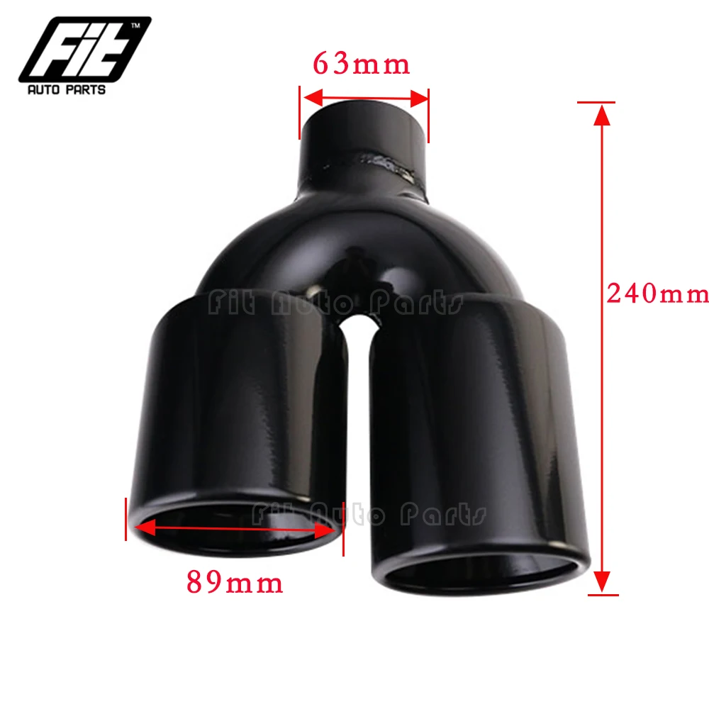 1 pair Universal Car Black Exhaust tip 2.5'' Inlet Double Rolled 3'' Outlet Rear Muffler Tip Stainless Steel Tail Pipe