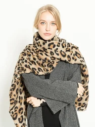 New 2024 Fashion Vintage Knitted Leopard Autumn Winter Women Scarf Headscarf Warm Pashmina Classic Soft Mujer Femme Wrap Shawl