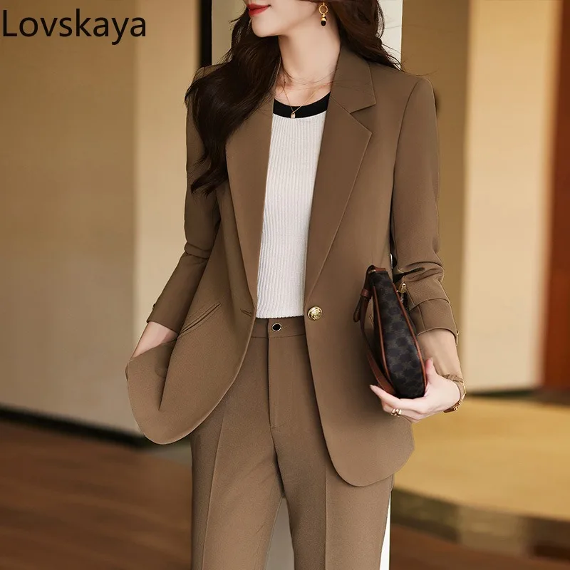 New Style Goddess Style Black Suit Coat Women's Professional Wear Autumn and Winter Popular Suit Set This Year