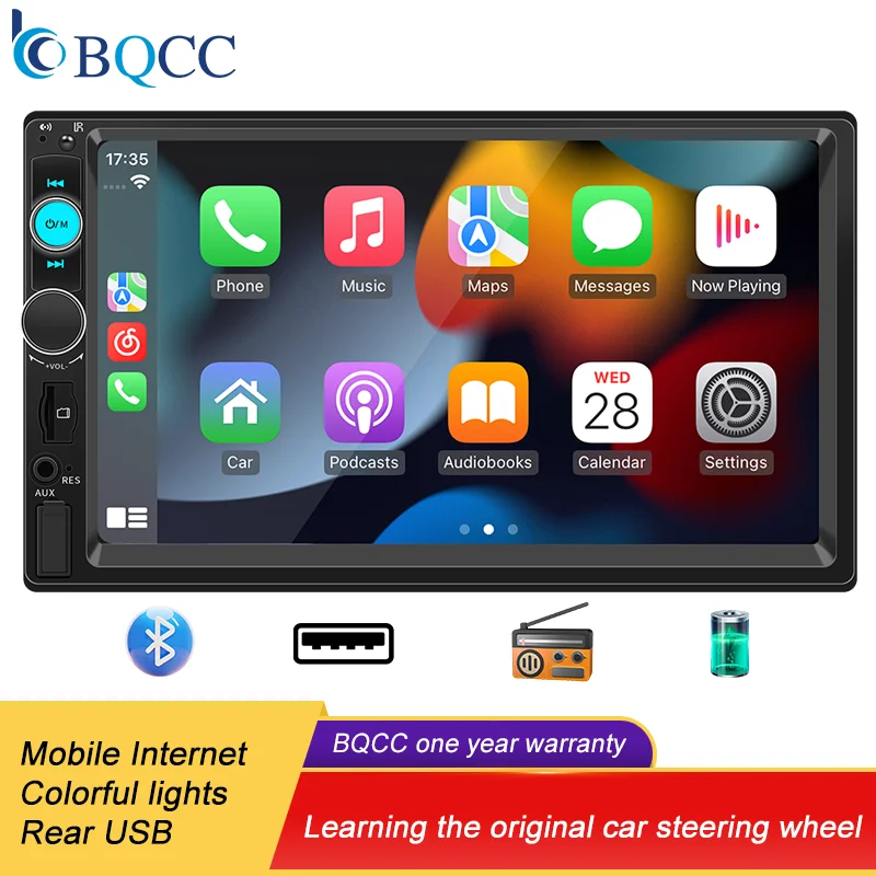 

BQCC 7-inch 2Din car MP5 player car multimedia car radio player Carplay Android car TF card Bluetooth FM USB car audio