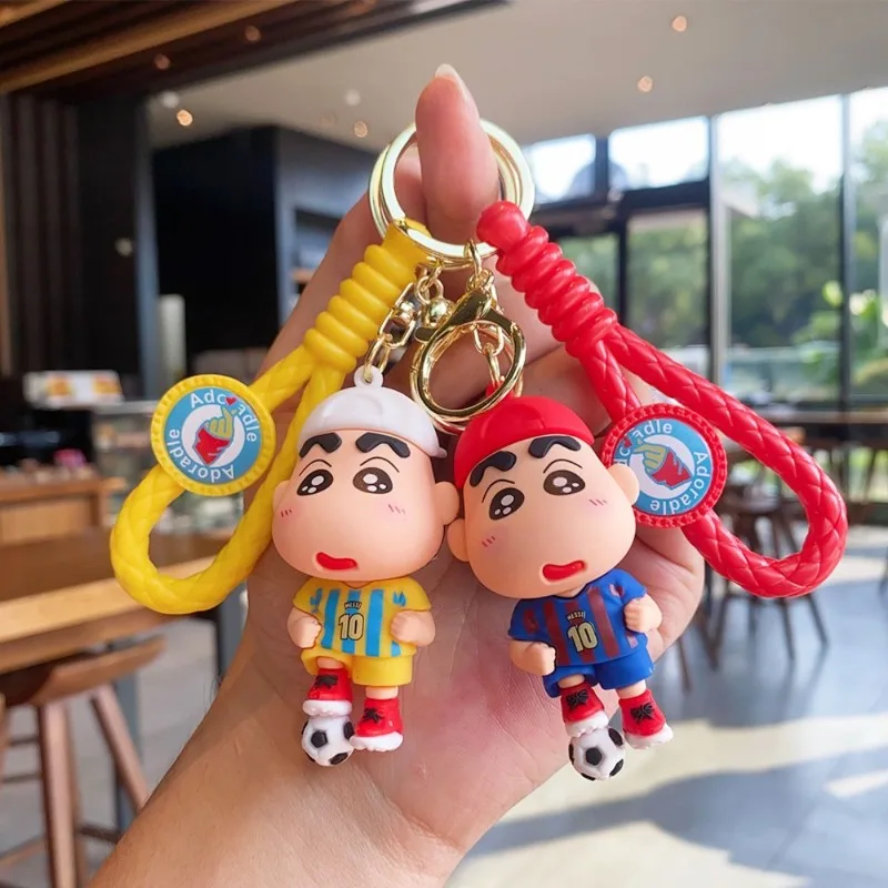 High-looking Crayon Shin-chan Creative Cartoon Design Football Player Keychain Exquisite Fashion Backpack Accessories Decoration view 3