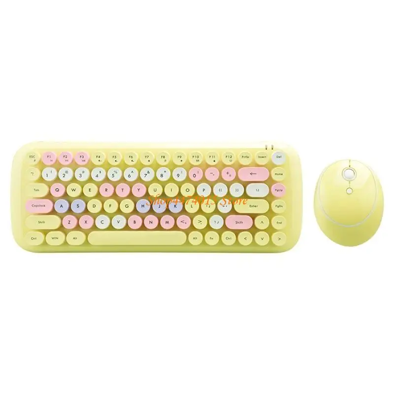 

K1AA MOFII2.4G Wireless Keyboard Mouse Combo with 84 for Key Round Keycaps Mixed Colo