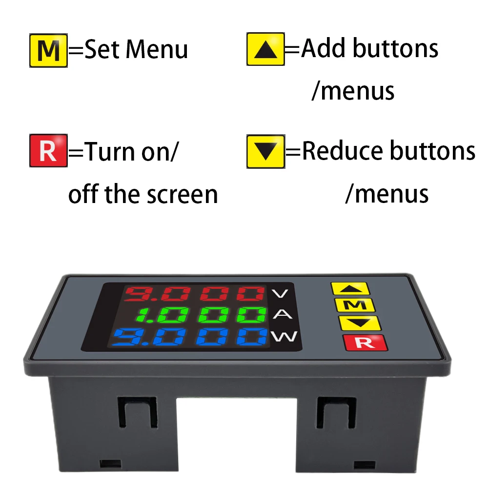 Bm730 DC0-100V 10a led voltímetro digital amperímetro tensão atual wattímetro medidor volt detector testador monitor painel com alarme