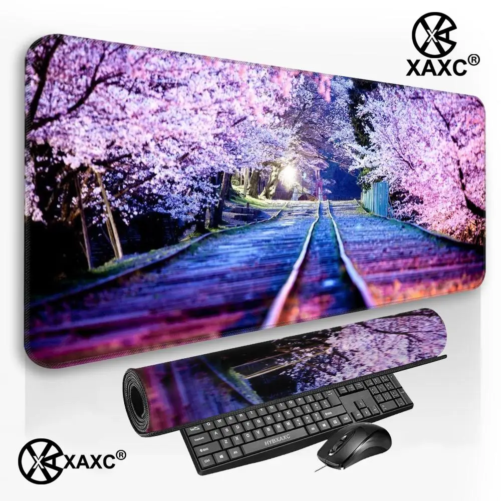 

Japanese Cherry Blossom Rgb Mouse Pad Gamer Gaming Desk Accessories Big Mousepepad Backlight Led Mousepad Deskmat Table Mat Xxl