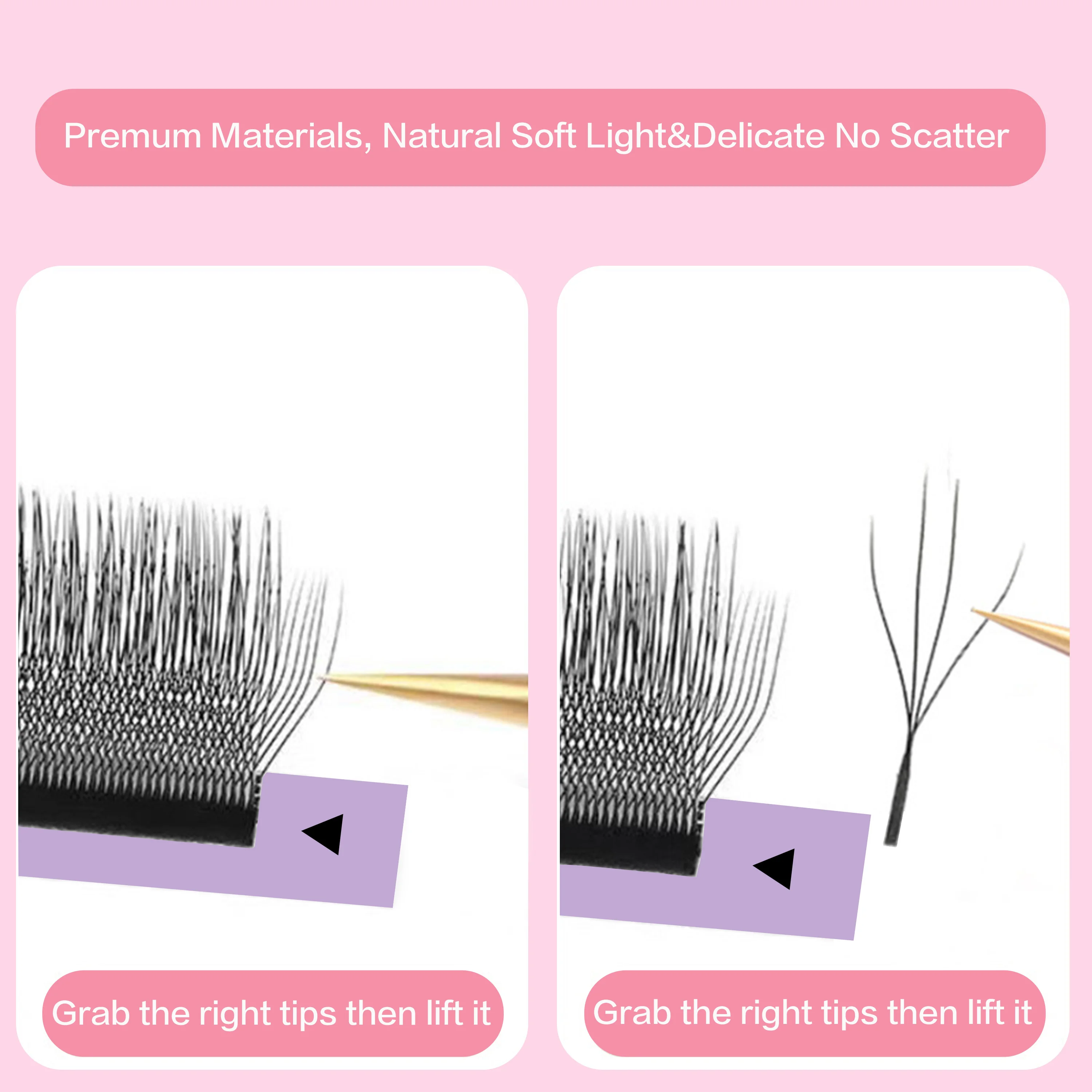 PRAECLARUS 4D Fairy Clover Eyelashes Extension 0.07mm C/D/DD Handmade Premium  Materials Natural Soft W Shape Lash Extension