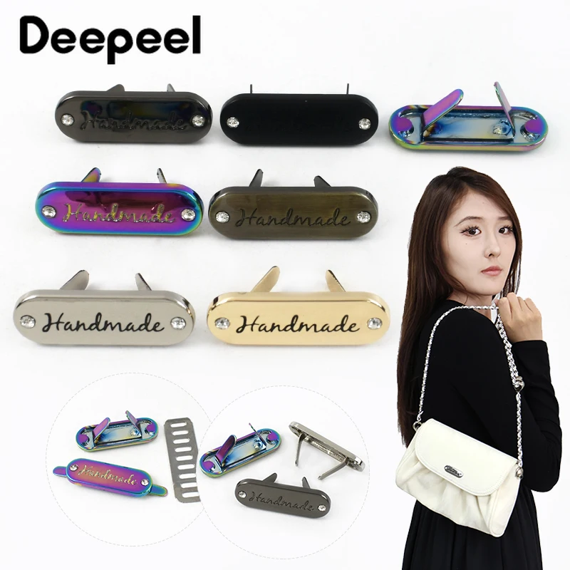 

5/10Pcs 35*12mm Metal Custom Bag Decorative Labels Buckles Handmade Leather Crafts Tag Label Clasp DIY Sewing Accessories