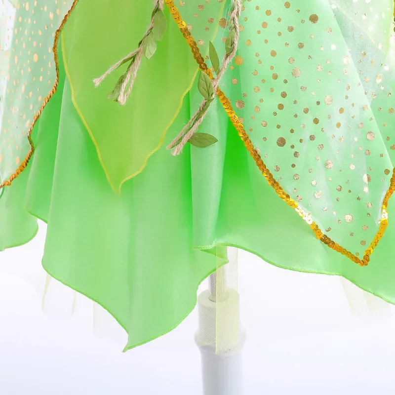 Girls Tinker Bell Costume Halloween Costume for Kids Green Tinkerbell Fancy Dress Fairy Princess Cosplay Birthday Party 2-10Y