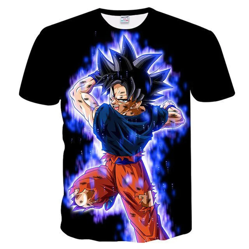 Camiseta de Dragon Ball 3D para hombre y niño, camisa informal de manga corta con cuello redondo, Goku, Vegeta, 2024