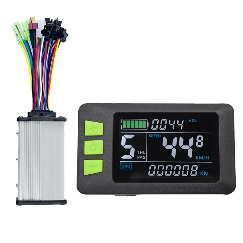 

P3C Colorful LCD Screen Dashboard 24/36/48/60V E-Bike Meter+36V 350W Sine Wave Lithium Battery Controller For E-Scooter (5PIN)