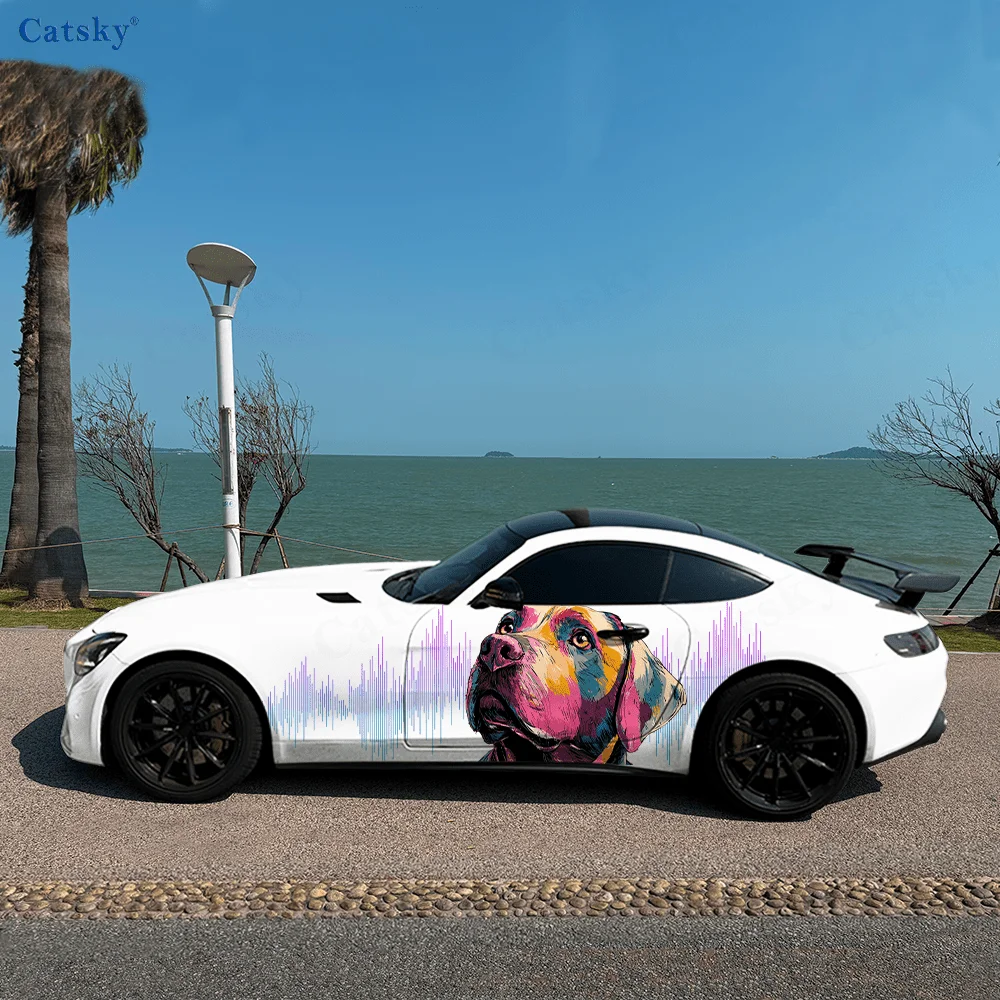

Красочная боковая наклейка для автомобиля с изображением собаки, водонепроницаемая, устойчивая к царапинам наклейка из ПВХ, защита автомобиля, автоаксессуары в подарок