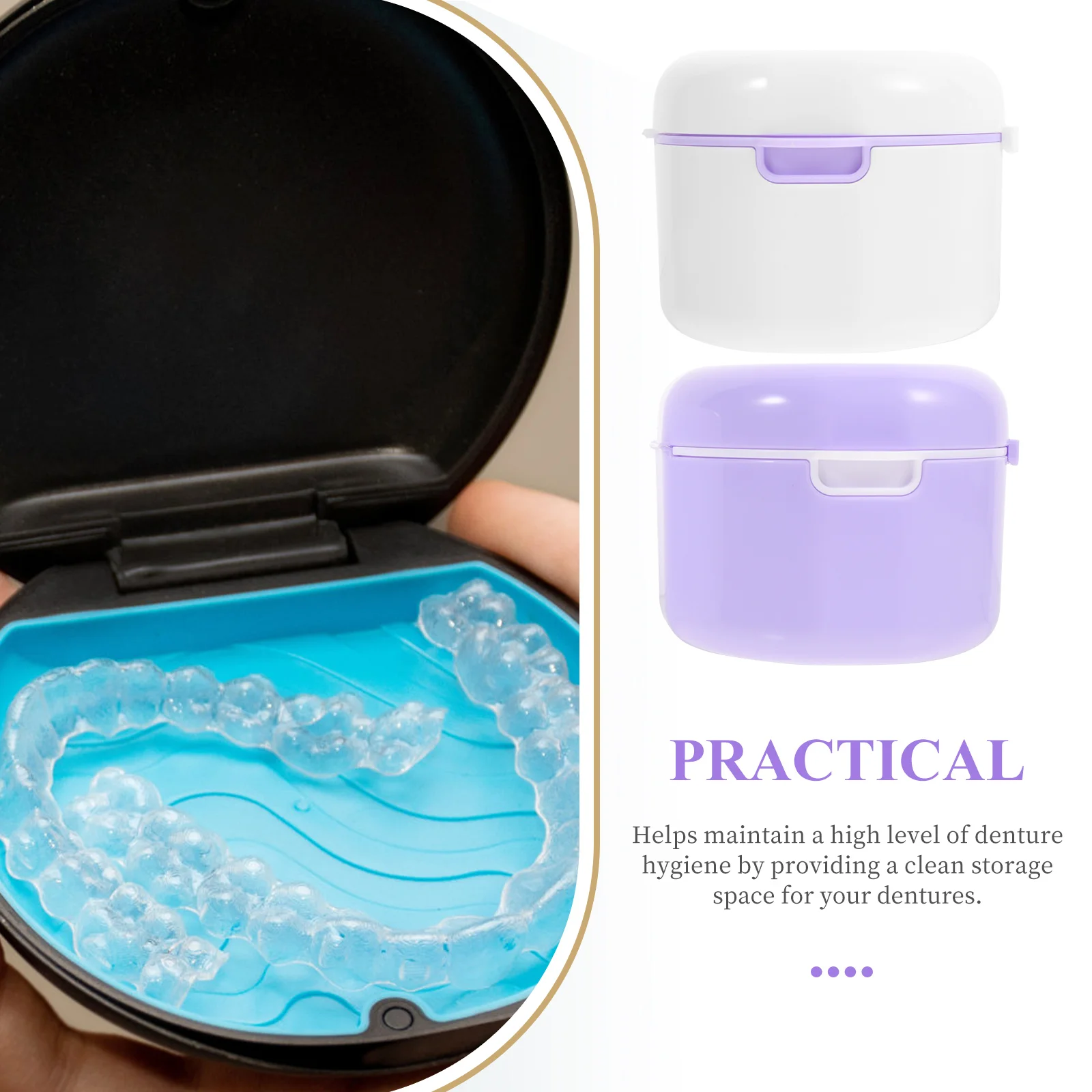 

2pcs thodontic Denture Case Portable Retainer Carrier Pink Small Breathable Storage Box For Teeth Braces Keeper
