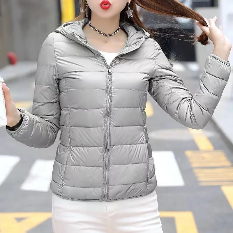 Fashion Female Cold Jacket 2024New Women Winter Light White Duck Down Jacket Slim Puffer Jacket Portable Windproof Down Coat Top