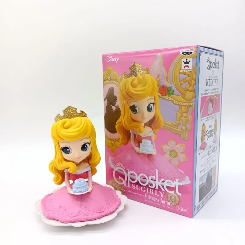Bandai Genuien Qposket Disney Dessert Time Series Princess Aurora Action Figure Toys for Kids Gift Collectible Model Ornaments