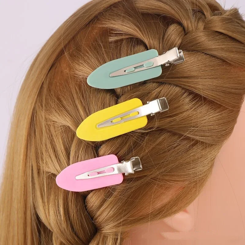 4pcs Seamless Hair Clips No Bend Barrettes No Mark Hairpin Curl Clip Makeup No Crease Hair Clip Candy Color Hair Style Bang Clip