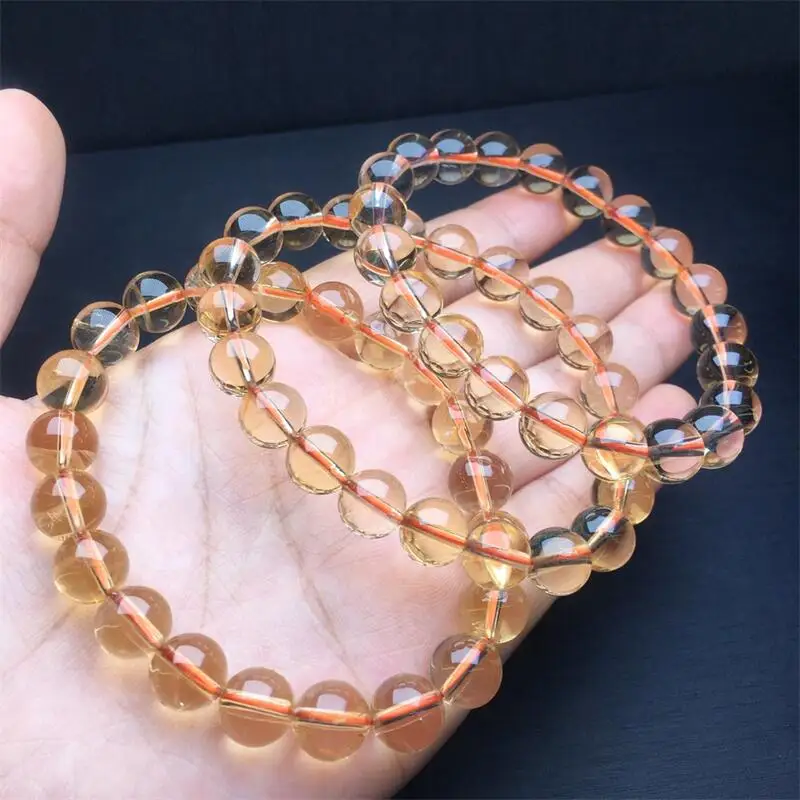 10MM Natural Brazilian Citrine Bracelet String Charms Handmade Fortune Energy Bangle Mineral Woman Amulet Jewelry Gift