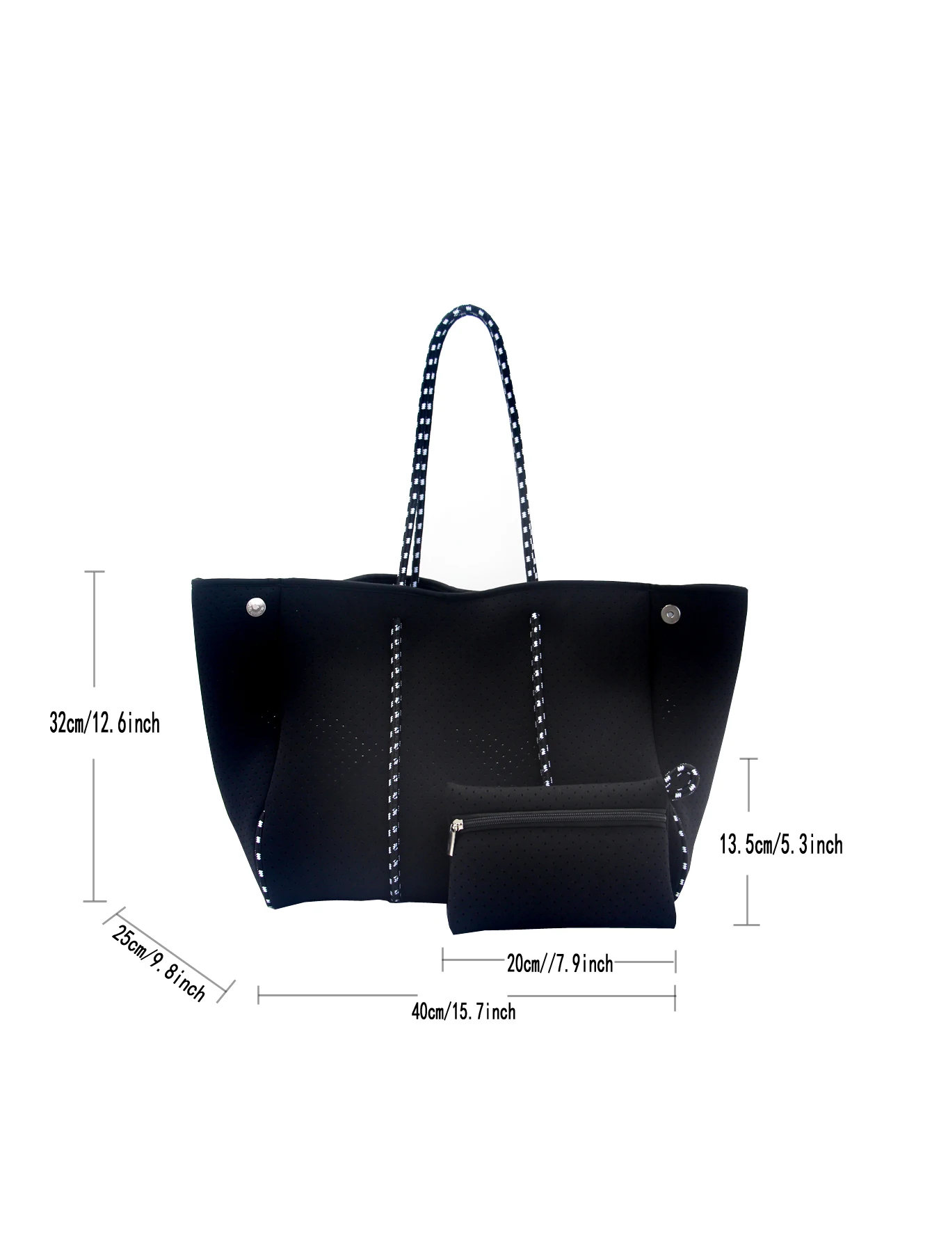 Gran oferta 2024, bolso de viaje, recién llegado, bolso de mano de neopreno perforado para mujer con Bolso pequeño, bolso grande de playa de neopreno