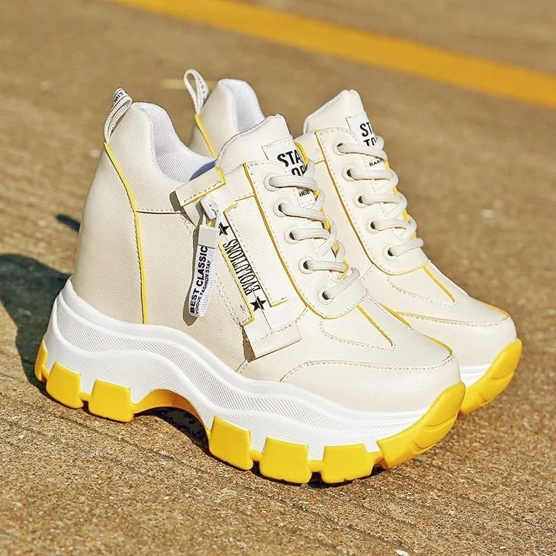 

Comemore 2023 Casual Platform Woman Sports Female Vulcanize Shoes Thick Bottom Yellow Women's Spring Elegant Chunky Sneakers Bla