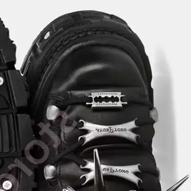 2026 New Black Gothic Punk Platform Sneakers Women Spiked Rivet Metal Ring Buckle Lace Up Chunky Thick Sole Y2K Streetwear Shoes view 2