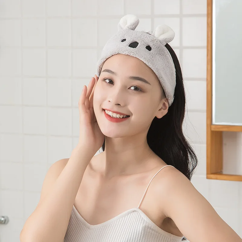 Cartoon rabbit ears, hair band, micron yarn, face wash, shower cap, coral fleece, water-absorbing and anti-loss headband