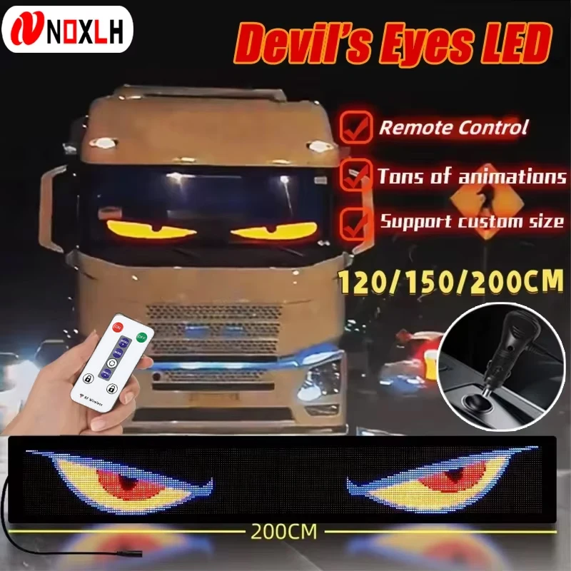 Truck Eyes RGB LED Matrix Pixel Panel Cigar Car Sign Animation Remote Control LED Panel Flexible Display Light 12V 24V