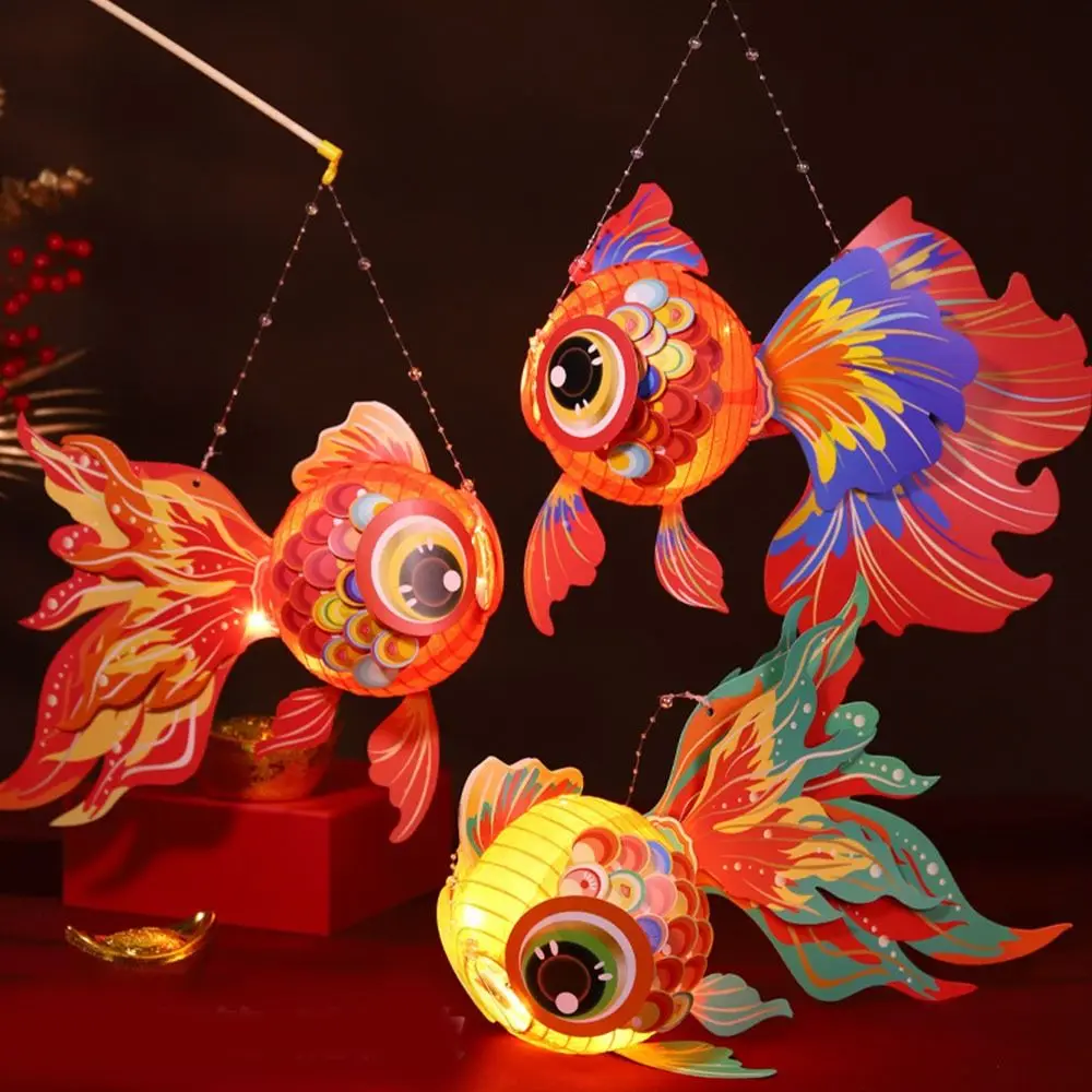 Glowing Goldfish Lantern DIY Handcrafts Handmade Mid-Autumn Festival Lantern DIY Blessings Paper