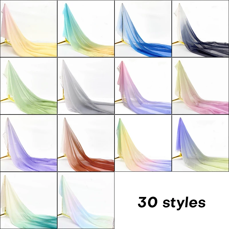 1x1.5M Gradient Color Chiffon Fabric For Sewing Dance Dress Hanfu Scarf Costumes DIY Sheer Tissue Shaded Color Stage Fabric