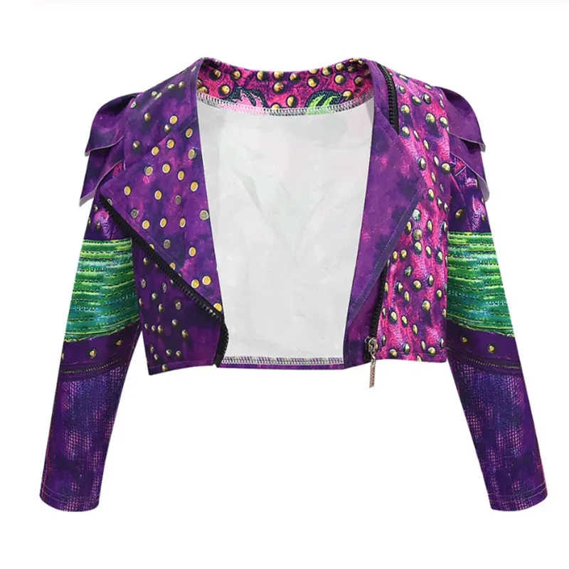 Crianças descendentes 3 mal para meninas evie cosplay traje criança fantasia roupas de halloween peruca festa de aniversário fantasia vestido ob;8