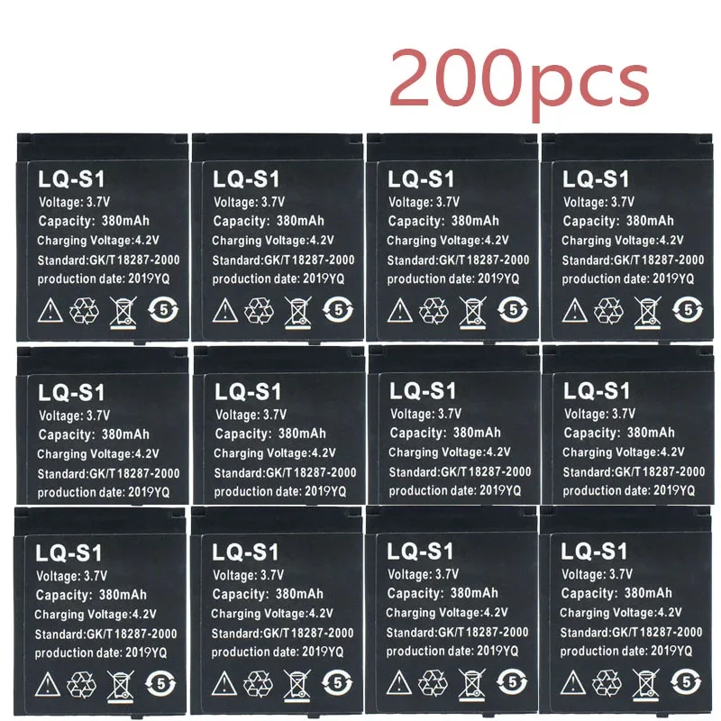 200pc Smart Watch Battery LQ-S1 3.7V 380mAh Lithium Rechargeable Battery for Smart Watch QW09 DZ09 W8 Universal Watch Battery