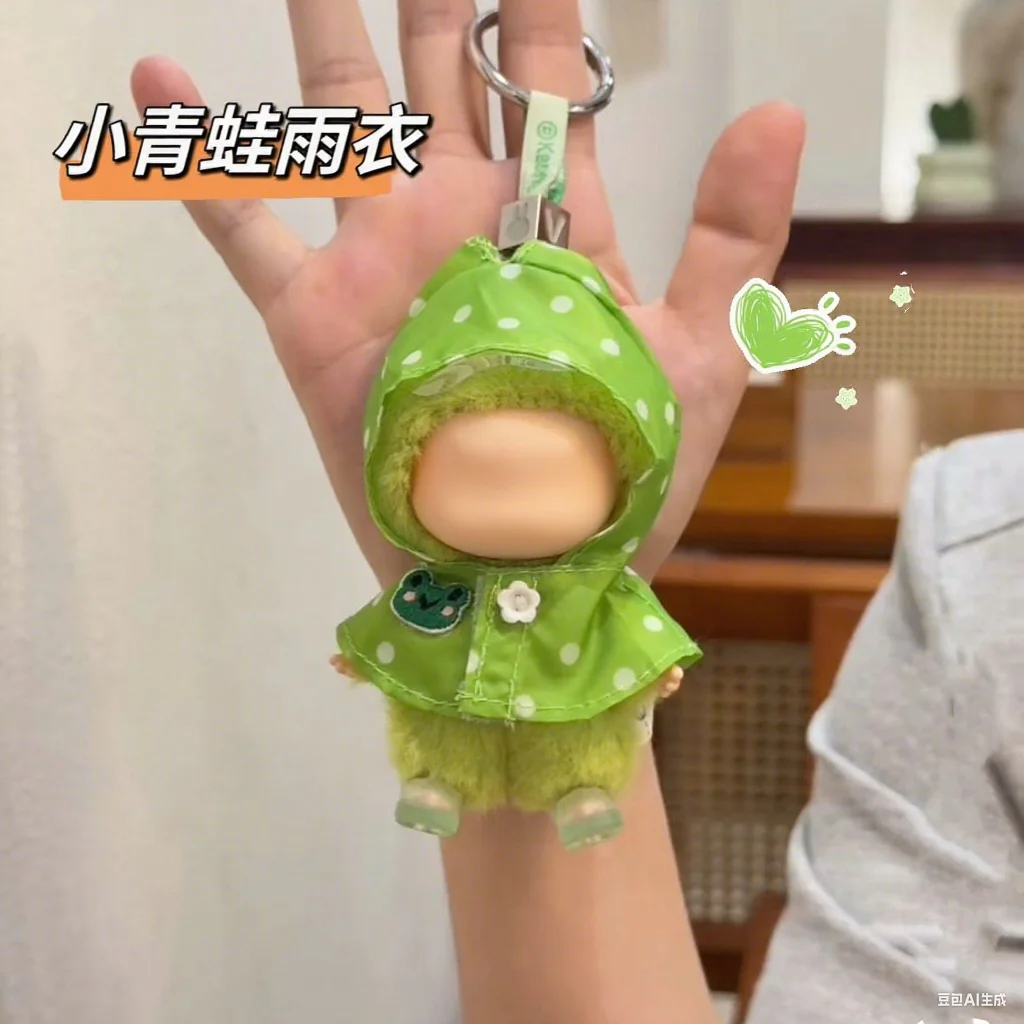 

Anime Doll Clothes for 10cm Mini Labubu Doll Outfit Designer Luxury Little Frog Raincoat Clothe Toy Labubu V4 Doll Accessorie