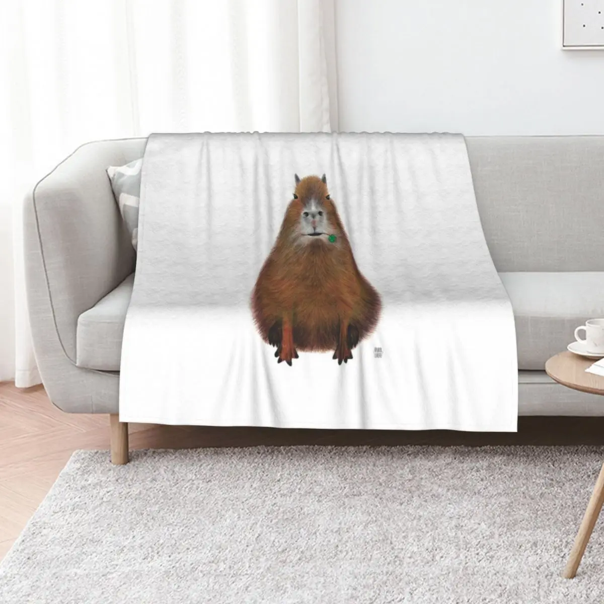 Capybara high quality, hand made illustration Throw Blanket Portable Lightweight Blanket for Travel Camping