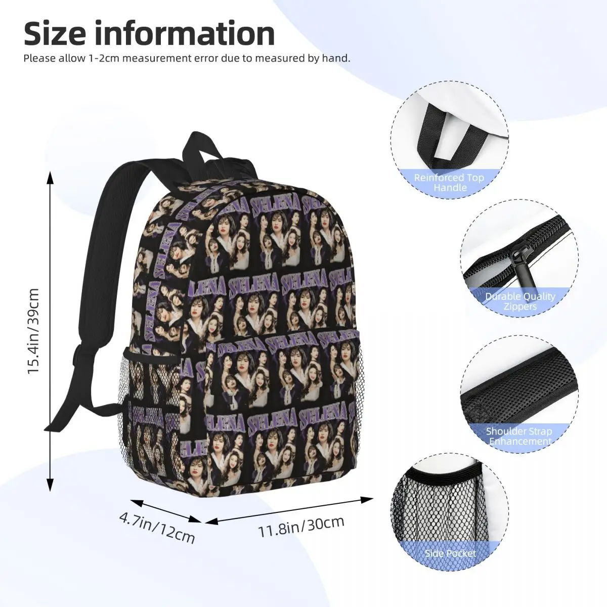 Popular Selena Quintanilla Singer Backpack Hot Sale Daypack Boys Girls BookBag Shoulder Bags for Men Women Kids School Bag