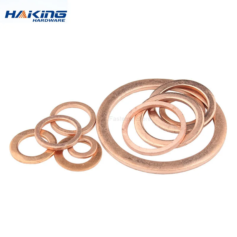 Solid Copper Washer Shim Flat Ring Gasket Rings M5 M6 M8 M10 M12 M14 Seal Plain O Ring Spacer 10/20/50 Pcs Washers Fastener