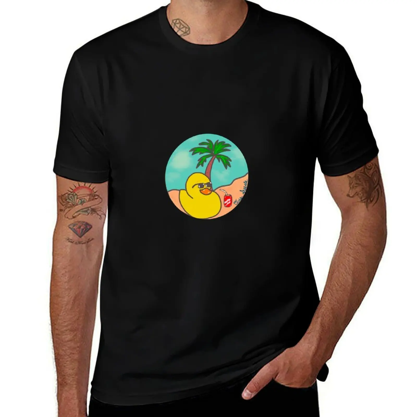 

Beach Duck T-Shirt man clothes tops oversized T-shirt men